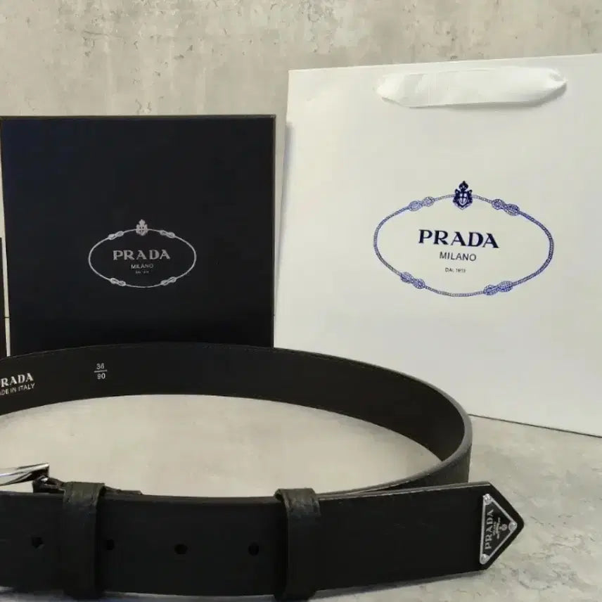 [BUNJANG] Prada Leather Belt Black Size 90 / 프라다 벨트 90