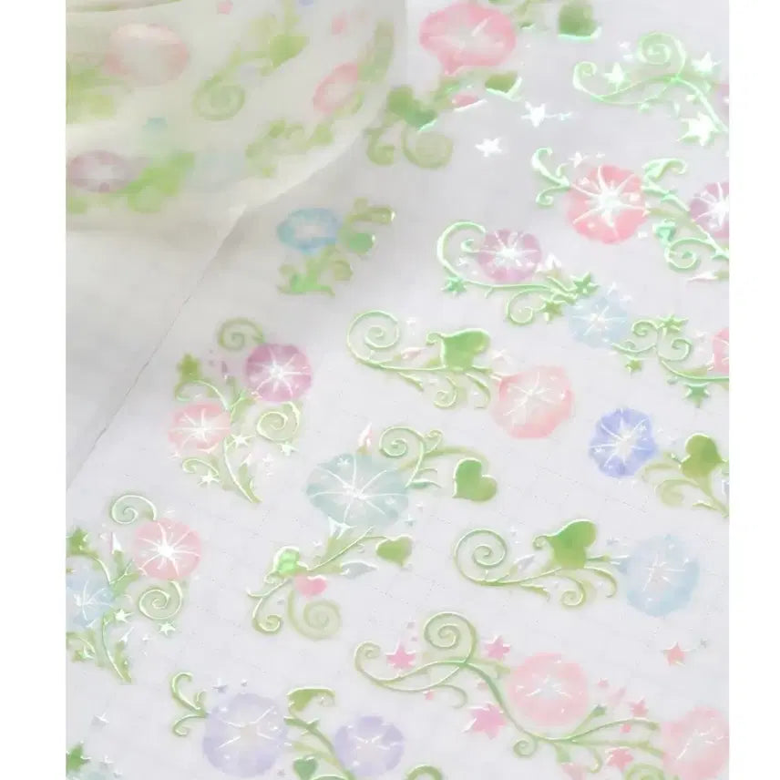 [BUNJANG] Pearl Button Clear Morning Glow Kiss Cut Sticker / 펄리버튼 클리어 모닝글로우 키스컷