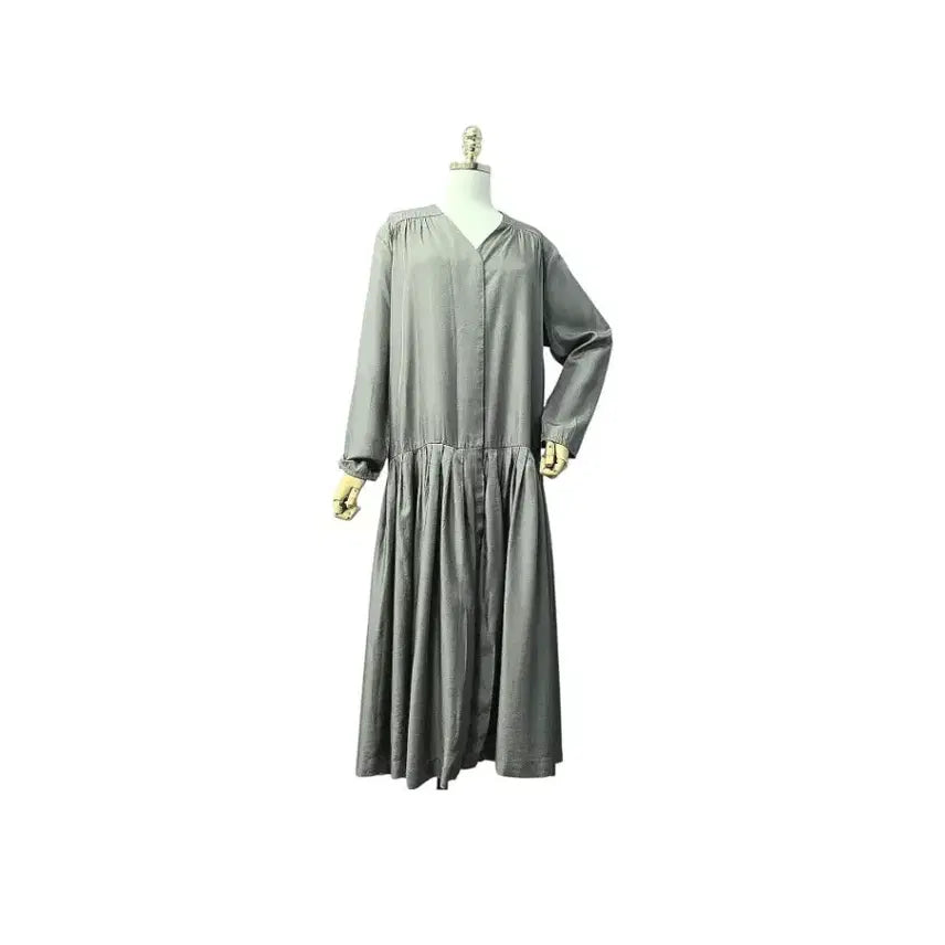 [BUNJANG] Roomk V-Neck Pleated Dress / 룸케이 브이넥  플리츠원피스