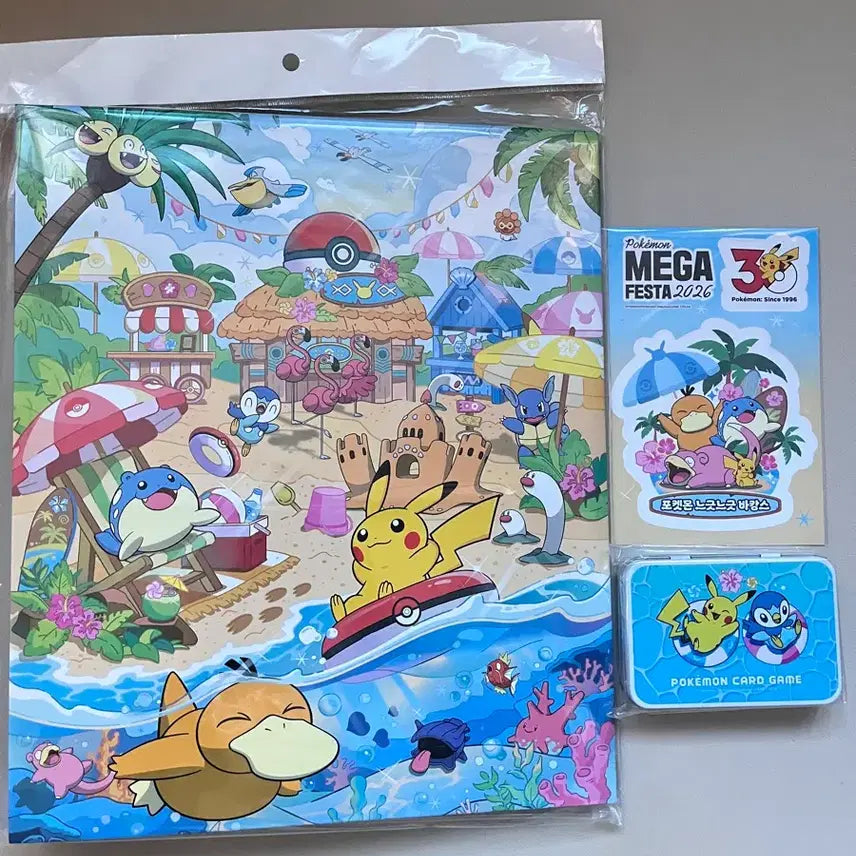 [BUNJANG] Pokemon Chilling Rain Collection File & Tin Case Set (2 Types, Sealed) - Busan Pop-up Exclusive / 특전)부산 포켓몬카드 팝업 칠링비치 컬렉션파일, 틴케이스 2종 미개봉 세트