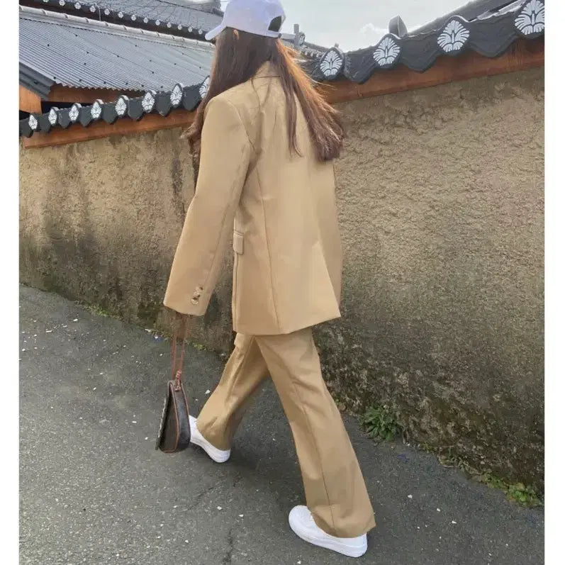 [BUNJANG] Yua Bumi Beige Straight Fit Slacks / 유아부미 베이지 슬랙스