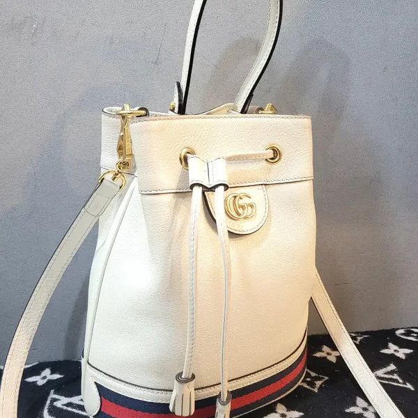 [BUNJANG] Gucci Ophidia Leather Bucket Bag Small White / 정품 구찌 오디피아 가죽 버킷백 스몰 화이트 (정품검증완료)