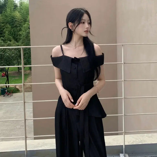 [BUNJANG] Lightme Off-Shoulder Wide Setup Set Two-Piece Dress / 택포) 라이트미 오프숄더 셋업 하객룩 투피스세트