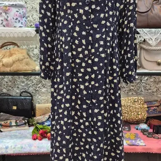 [BUNJANG] GU Navy Polyester Long Dress / GU 지유 롱원피스 66 77