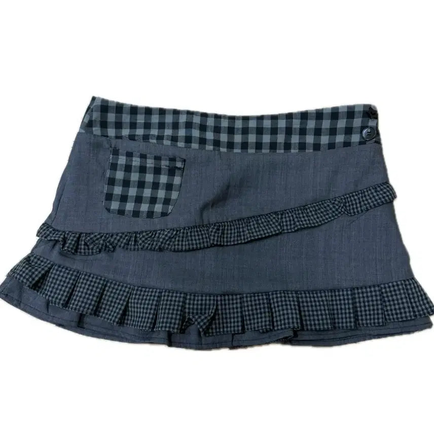 [BUNJANG] Sei Hug Yours Skin Style Checkered Frill Mini Skirt / 타오바오 Unique SEI 허그유어스킨st 치마 체크 프릴 미니스커트