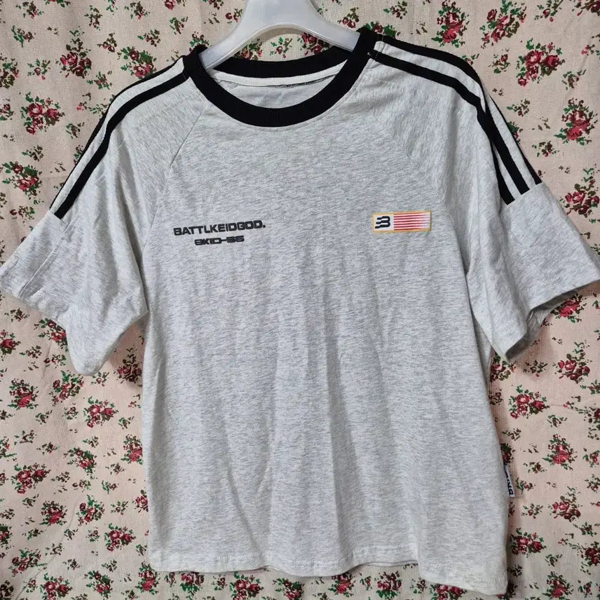 [BUNJANG] Unisex Three-Stripe Mélange Ringer T-Shirt / 616 ) 유행 삼선 멜란지 링거티 남여공용