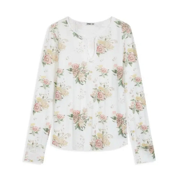 [BUNJANG] open yy Floral Hook Henley Long Sleeve / 배송비포함) 오픈와이와이 open yy 플로랄 훅 헨리넥 롱 슬리브 FLORAL HOOK HENLEY LONG SLEEVE