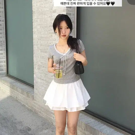 [BUNJANG] Shop AEOrb Double Layer Skirt White M / 샵 에오브 샵에오브 더블 레이어 스커트 화이트 m