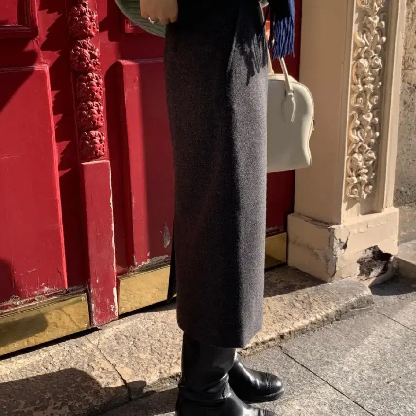 [BUNJANG] Ounce Wool Basic Long Skirt Charcoal M / 온스 ounce 캐리 울 베이직 롱 스커트 차콜 M