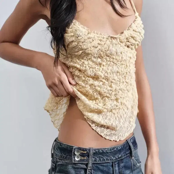 [BUNJANG] ZARA Lace Shirring Top / ZARA 자라 레이스 셔링 탑