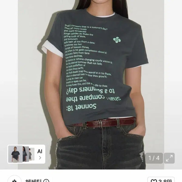 [BUNJANG] Heretic Sonnet 18 T-Shirt Charcoal / 헤레틱 소네트 18 티셔츠 차콜