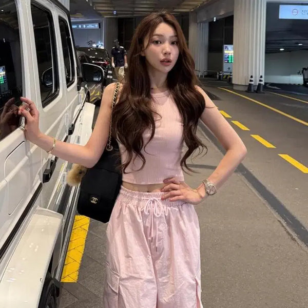 [BUNJANG] Mari Market Calvin Cargo Pants (Pink, Long) / 마리마켓 캘빈카고(핑크 롱)