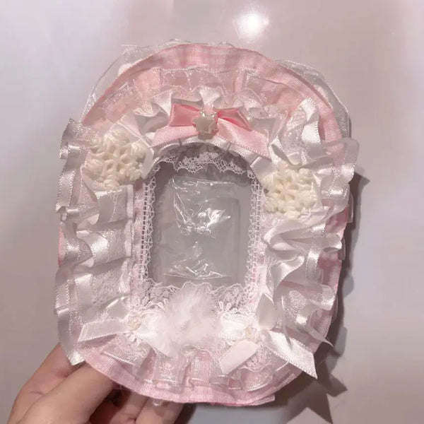 [BUNJANG] Handmade Lace & Ribbon Photocard Holder / 핑크 화이트 레이스 탑꾸 탑로더 꾸미기 핸드메이드 포카홀더