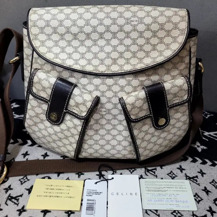 [BUNJANG] Celine Macadam Triomphe Two Pocket Crossbody Bag / 정품 셀린느 마카담 트리옹프 투포켓 크로스백 (보증서 O)