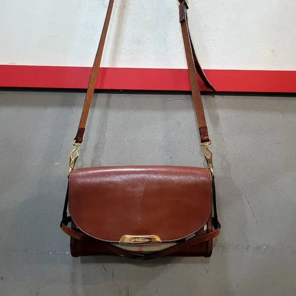 [BUNJANG] Burberry Bridle House Check Leather Crossbody Bag / 정품 버버리 브라이들 하우스 체크 가죽 크로스백