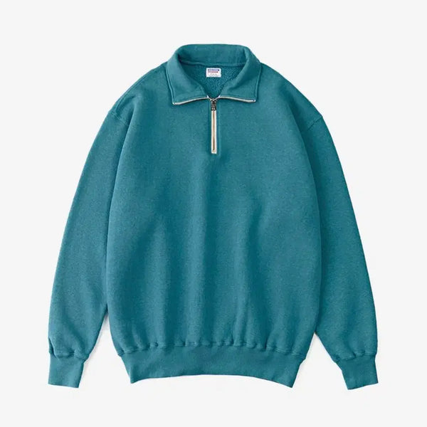 [BUNJANG] Double Works Loopwheel Highneck Half-Zip Sweatshirt Turquoise XXL / 더블웍스 루프휠 하이넥 반집업 맨투맨 티셔츠 터콰이즈 XXL
