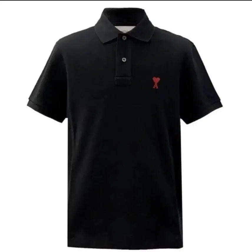[BUNJANG] AMI Heart Logo Short Sleeve Polo Shirt Black S / 아미 하트 로고 반팔 카라티 블랙 S