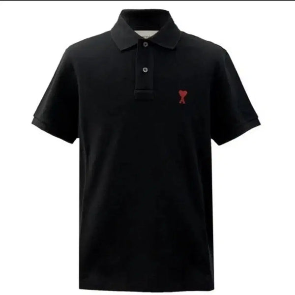 [BUNJANG] AMI Heart Logo Short Sleeve Polo Shirt Black S / 아미 하트 로고 반팔 카라티 블랙 S