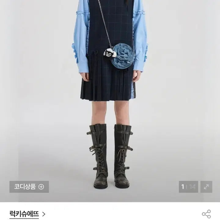 [BUNJANG] Lucky Chouette Check Mix Pleats Mini Dress / 26년 럭키슈에뜨 체크믹스 원피스 (새상품)