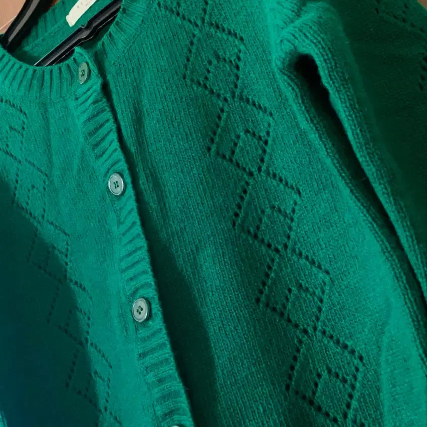 [BUNJANG] Deep Green Punching Cardigan / 딥 그린 펀칭 가디건 (모리걸 가디건)