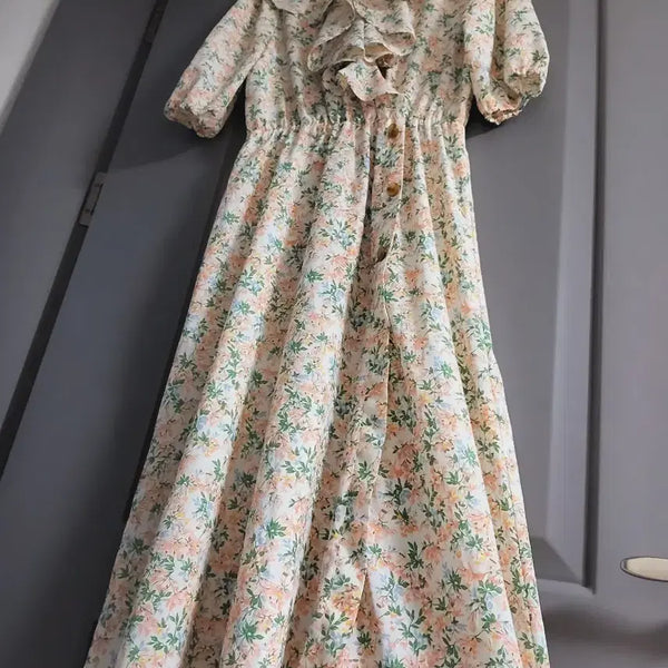 [BUNJANG] 8seconds Floral Frill Long Dress / 8세컨즈  플로럴 프릴 원피스