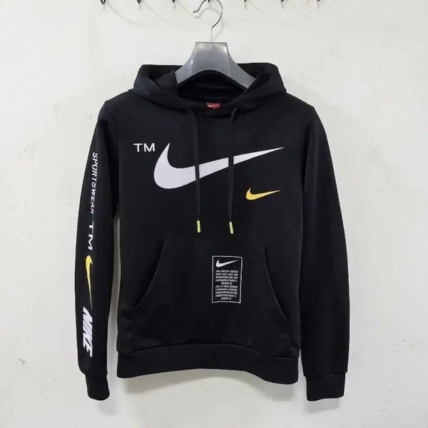 [BUNJANG] Nike Multi Swoosh Black Hoodie S / 나이키 멀티 스우시 블랙 후드티 S