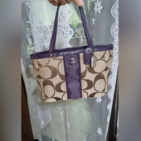 [BUNJANG] Coach Signature Mini Tote Bag Purple / 코치 시그니처 미니 토트백 퍼플
