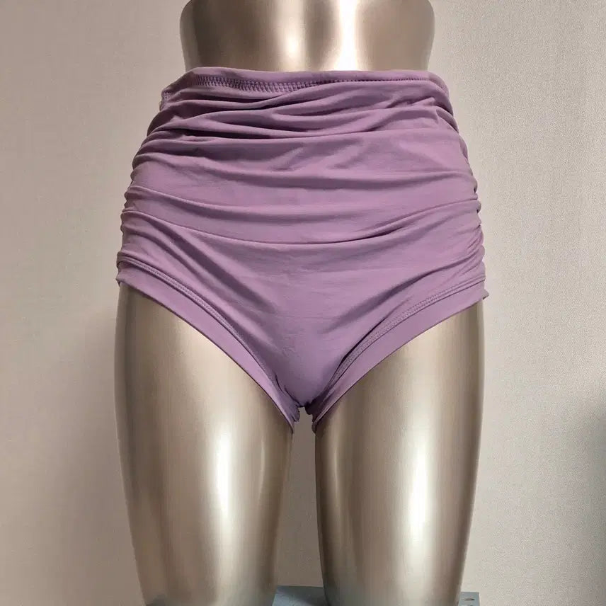 [BUNJANG] High-Waisted Shirring Bikini Bottoms Lavender XL / 하이웨이스트 셔링 비키니 하의 라벤더 XL 805