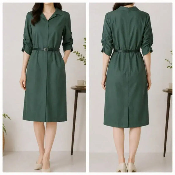 [BUNJANG] BCBG Dark Green Midi Dress / 정품)BCBG 원피스  (55~날씬66)