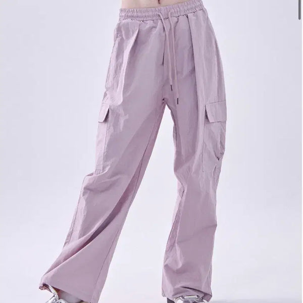 [BUNJANG] Nylon Cargo Wide Pants Pink / 나일론 카고 와이드 팬츠 S 핑크 (새상품)