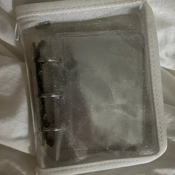 [BUNJANG] Transparent Glitter 3-Hole Photocard Mini Binder with Sleeves / 투명 글리터 3공 포토카드 미니바인더 + 속지