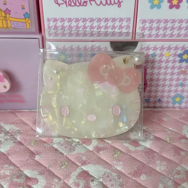 [BUNJANG] Hello Kitty Pearl Bead Mother-of-Pearl Mirror Keyring / 헬로키티 진주 비즈 자개 거울 키링