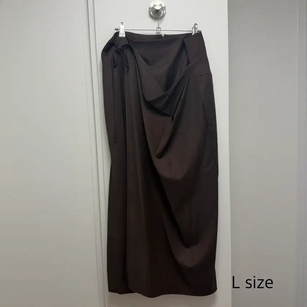 [BUNJANG] Ethos Brown Wrap Skirt (L Size) / 에토스 브라운 랩 스커트 L 사이즈