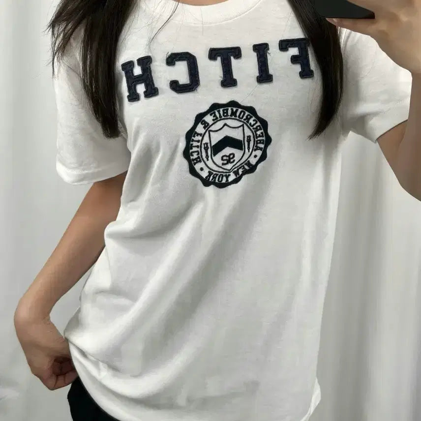 [BUNJANG] Abercrombie White Short Sleeve T-Shirt / 아베크롬비 화이트 반팔