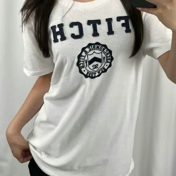 [BUNJANG] Abercrombie White Short Sleeve T-Shirt / 아베크롬비 화이트 반팔