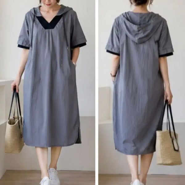 [BUNJANG] Osborne V-Neck Hooded Maxi Dress (Size 55-66) / 오스본(osborne) V넥 후드 롱원피스 (55~66)