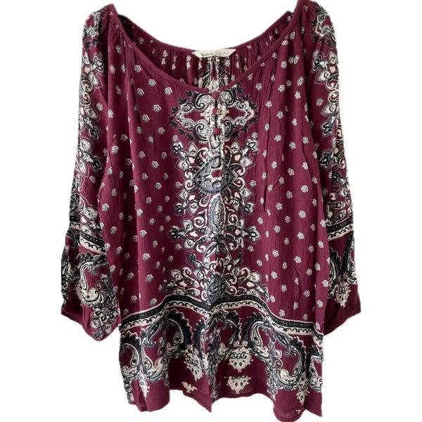 [BUNJANG] Vintage Ethnic Paisley Floral Blouse Mori Girl Y2K Amekaji / 빈티지 블라우스 에스닉 히피 페이즐리 꽃무늬 모리걸 y2k 아메카지