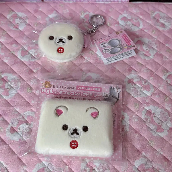 [BUNJANG] Rilakkuma & Korilakkuma Double Compact Mirror Keychain / 리락쿠마 더블 컴팩트 거울 키링 산엑스 코리락쿠마