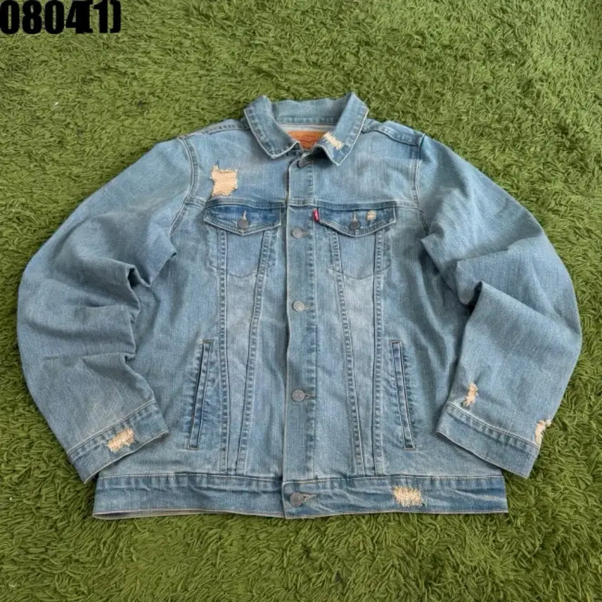 [BUNJANG] Levi's Denim Jacket Light Blue Wash Distressed XL / 리바이스 데님자켓 청자켓 라이트 블루 워싱 디스트로이드 XL