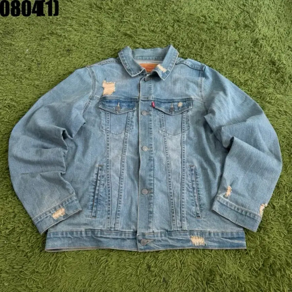 [BUNJANG] Levi's Denim Jacket Light Blue Wash Distressed XL / 리바이스 데님자켓 청자켓 라이트 블루 워싱 디스트로이드 XL
