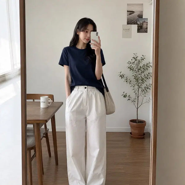 [BUNJANG] COS Navy Cotton Short Sleeve T-Shirt Size S / COS 반팔 네이비 S