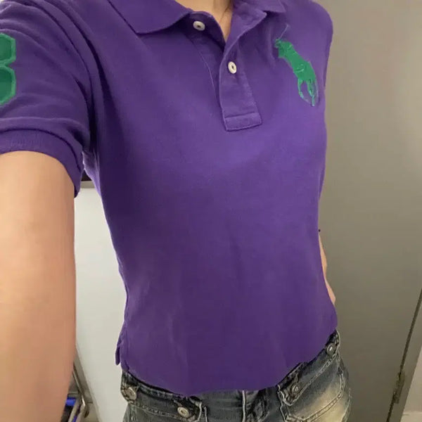 [BUNJANG] Polo Ralph Lauren Big Pony Purple Short Sleeve Polo Shirt S / 폴로 랄프로렌 빅포니 퍼플 반팔 카라티 s