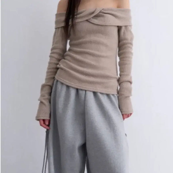 [BUNJANG] Lowear Off Twist Wool Ribbed Knit Beige / 로웨어 오프 트위스트 울 골지 니트 베이지색 lowear off twist wool golgi knit beige