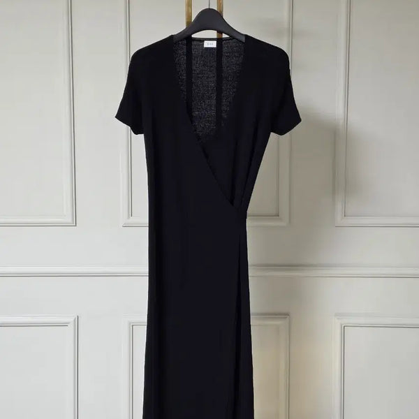 [BUNJANG] sie Rayon Blend Ribbed Wrap Dress / sie 시에 랩 원피스