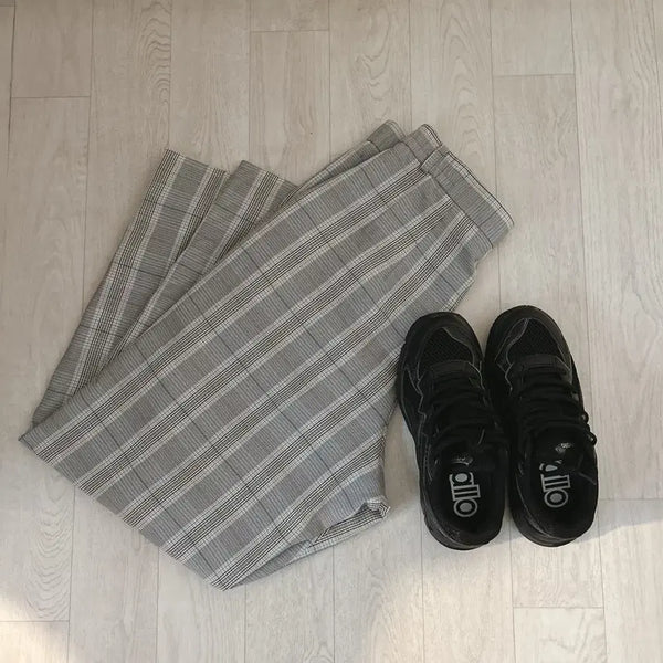 [BUNJANG] Grey Check Suit Pants / 그레이체크 정장팬츠