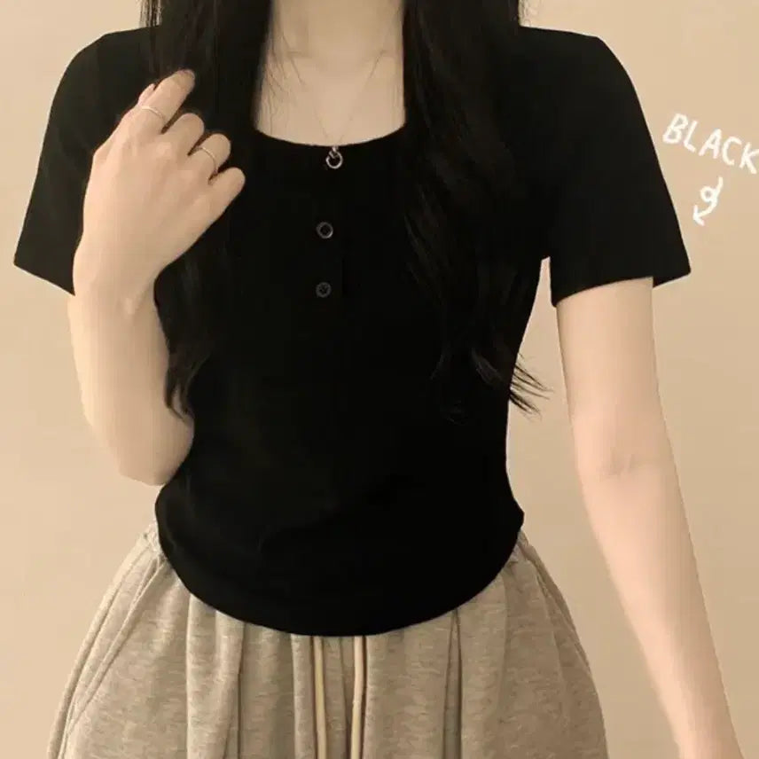 [BUNJANG] Slim Fit Short Sleeve T-Shirt / 슬림 반팔