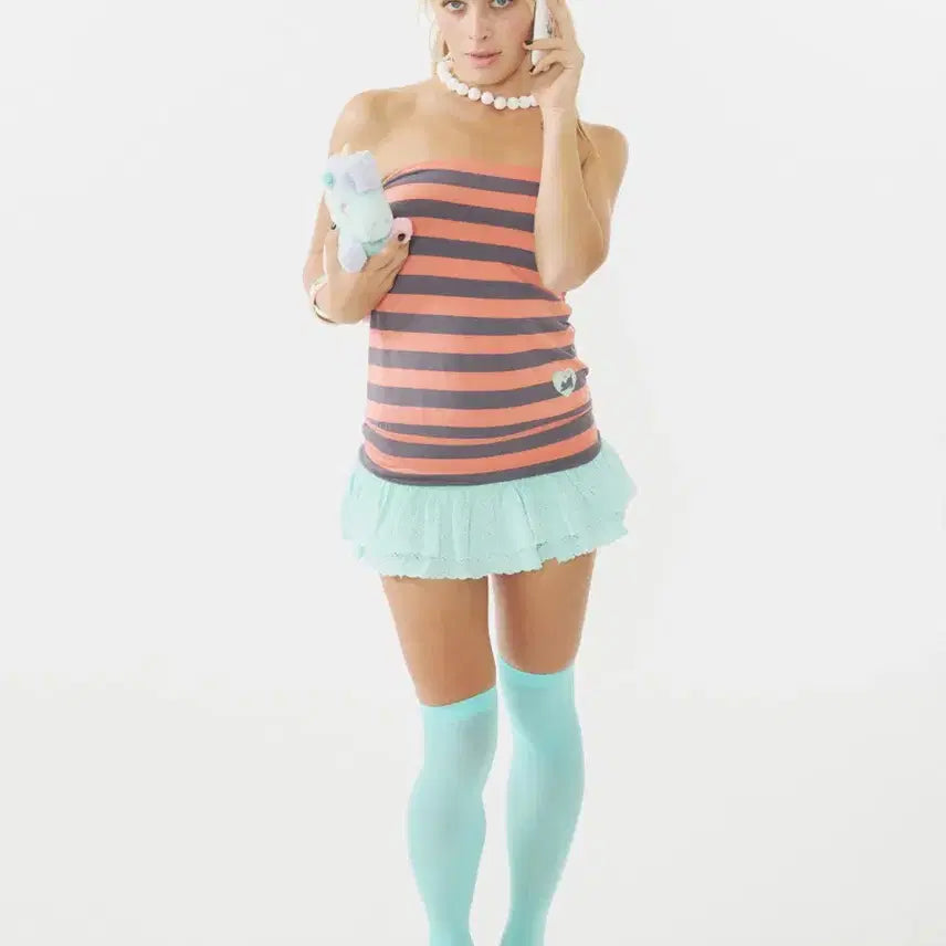 [BUNJANG] Sculptor Sweet Kitty Stripe Tube Top Orange / 스컬프터 Sweet Kitty Stripe Tube Top Orange