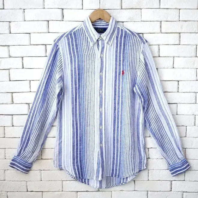 [BUNJANG] Polo Ralph Lauren Classic Fit Linen Long Sleeve Shirt Multi Stripe Blue - Size L / 정가18.9만(새제품L) 폴로 랄프로렌 클래식핏 린넨 긴팔 셔츠 남방 멀티 스트라이프 블루