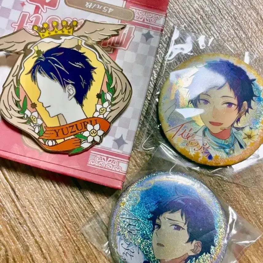 [BUNJANG] Ensemble Stars Yuzuru Mid-Production Chinese Version Glitter Badge Bundle Set / 앙스타 유즈루 중스타 옆모습 글리터 뱃지 일괄