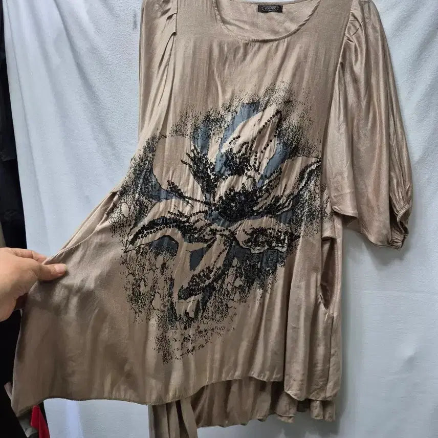[BUNJANG] Fashionplus Floral Print Blouse Beige L / 패션플러스 블라우스 베이지 꽃무늬 L
